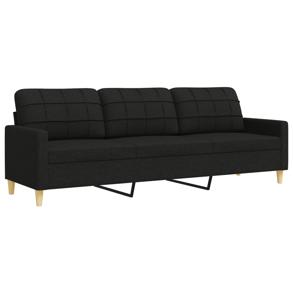 3 Piece Sofa Set with Footstool Black Fabric