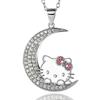 SALLY ROSE Hello Kitty Moon Cubic Zirconia Pendant Necklace Officially Licensed Sterling Silver Hello Kitty Necklace for Sterling Cubic Zirconia 18"