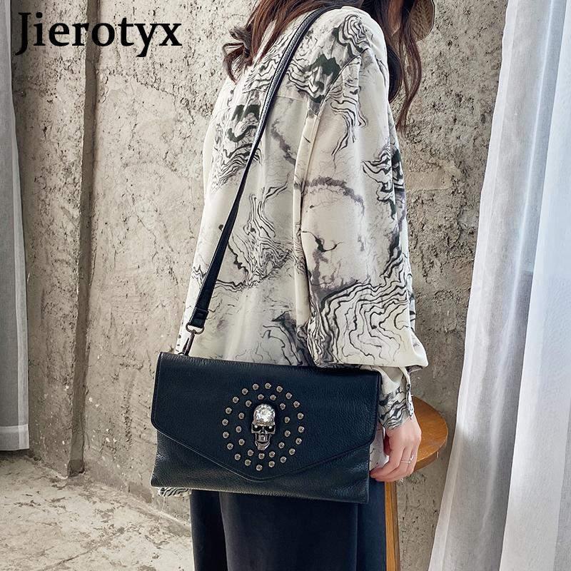 Женский клатч в готическом стиле, винтажная женская сумка с заклепками и черепом, кожаная сумка через плечо, сумка через плечо, Прямая поставка