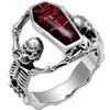 FDLK  Vintage Punk Skull Ring Men Hip Hop Engagement Ring Male Fashion Red Zircon Rings For Women Jewelry Silver Color Rings