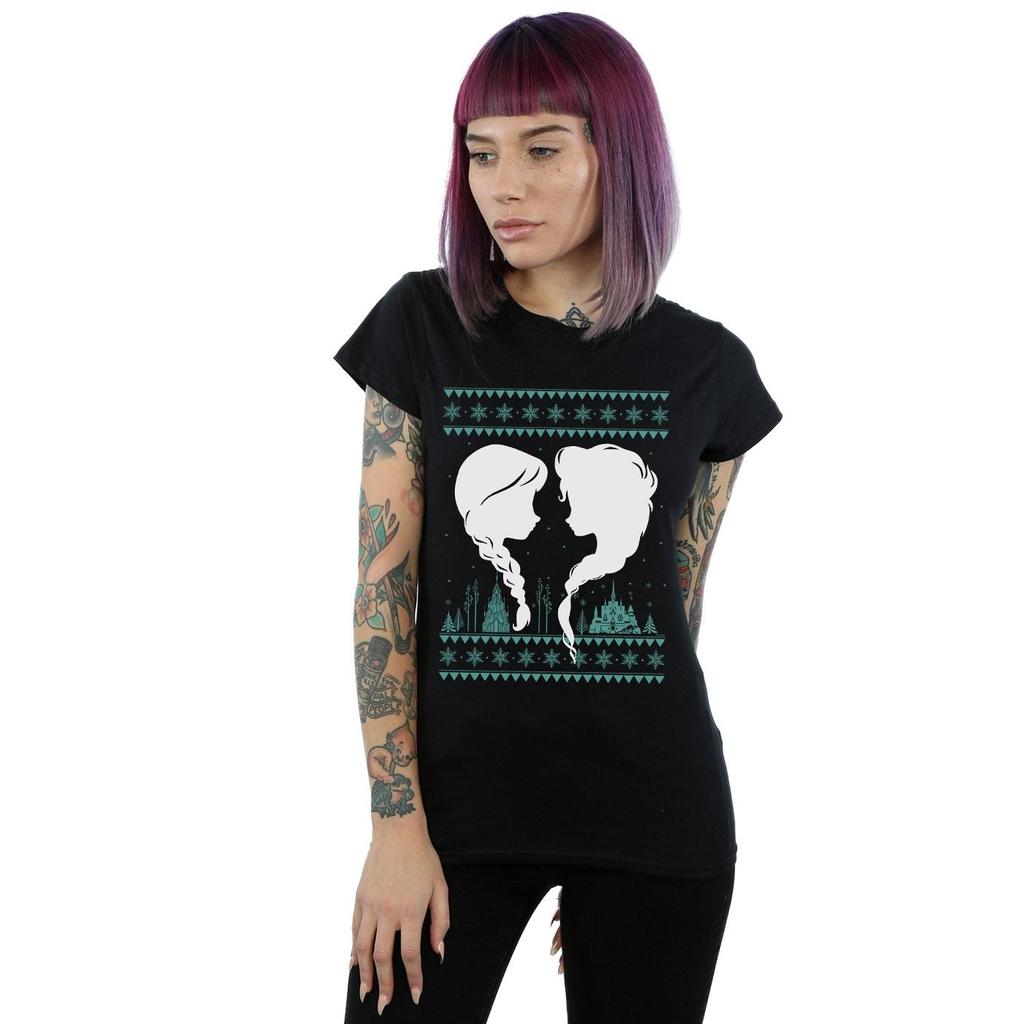 Disney Womens/Ladies Frozen Christmas Sisters Cotton T-Shirt