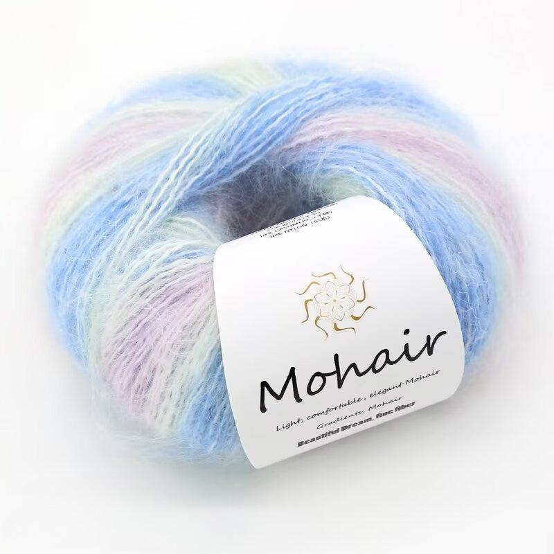 Цветной градиентный мохер 25 г ручная работа своими руками тканая готовая к носке шарф шапка шерстяная пряжа лидер окрашенная мохеровая пряжа