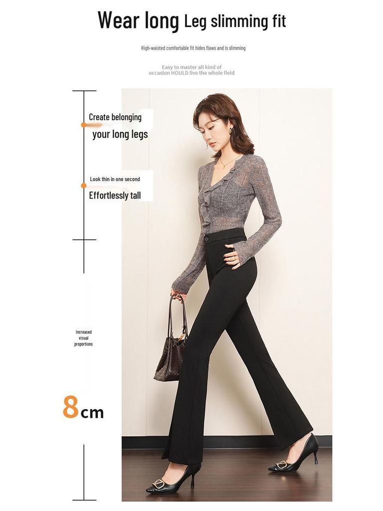 2026 Spring Bestseller Women's Slimming Black Split Flared Pants