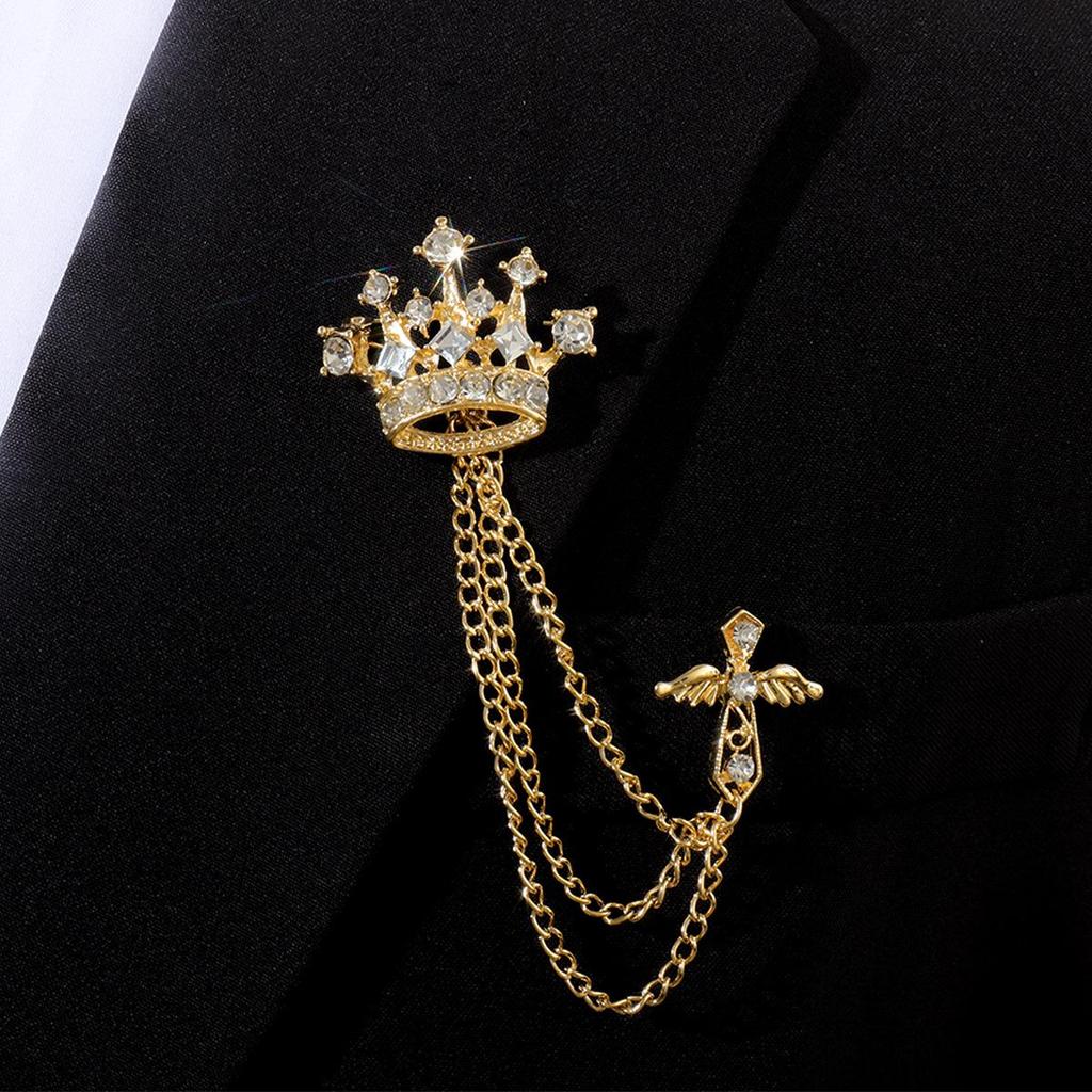 Baroque Rhinestone Pearl Corsage Necklace Brooch - Retro British Court Suit Accessory