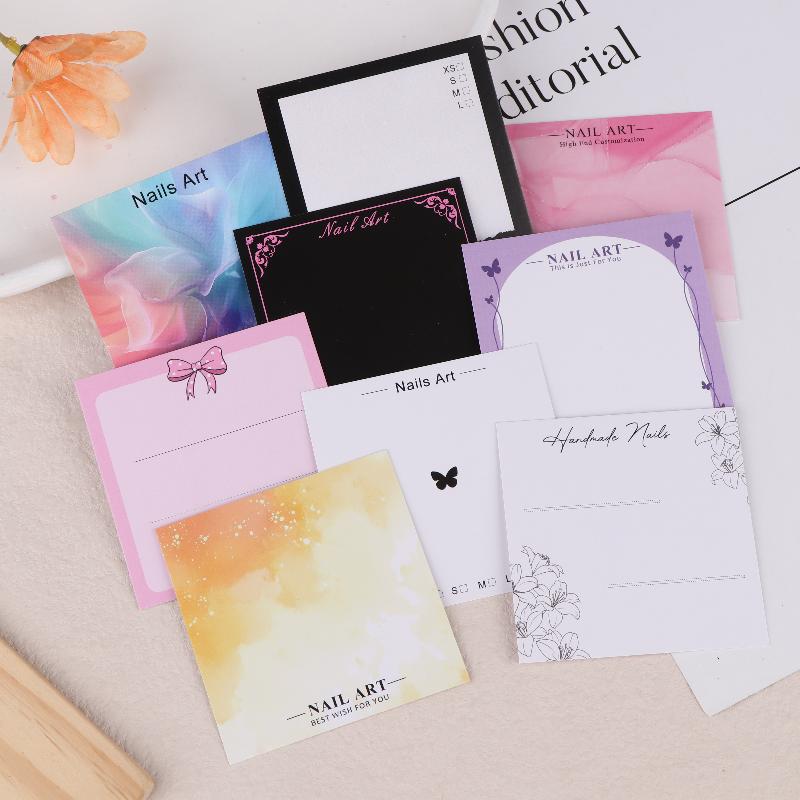 20 листов Накладные ногти на клеевой основе Нижняя карточка-бабочка Картонный реквизит для фото Ручной работы Искусственные ногти Арт-типсы Дисплей Шоу-карточка Инструменты для маникюра