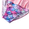 Girls' Two-Piece Split Swimsuit Sweet Long Sleeve Cartoon Fish Scale Print Pullover With Ruffle Briefs Swimwear Set Beach Wear