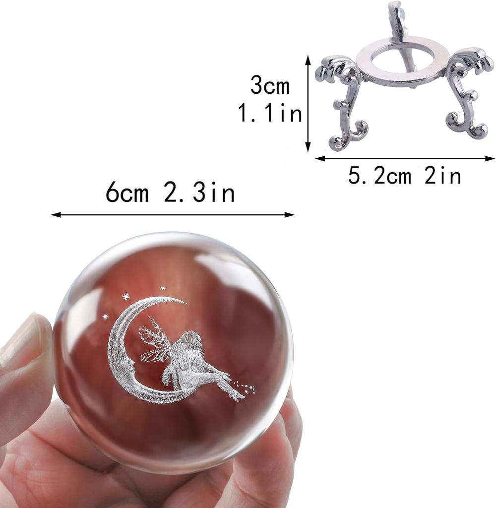 60 мм 3D хрустальный шар с лазерной гравировкой, стеклянные украшения, фигурка животного, коллекционные предметы, пресс-папье, домашний художественный декор с подставкой