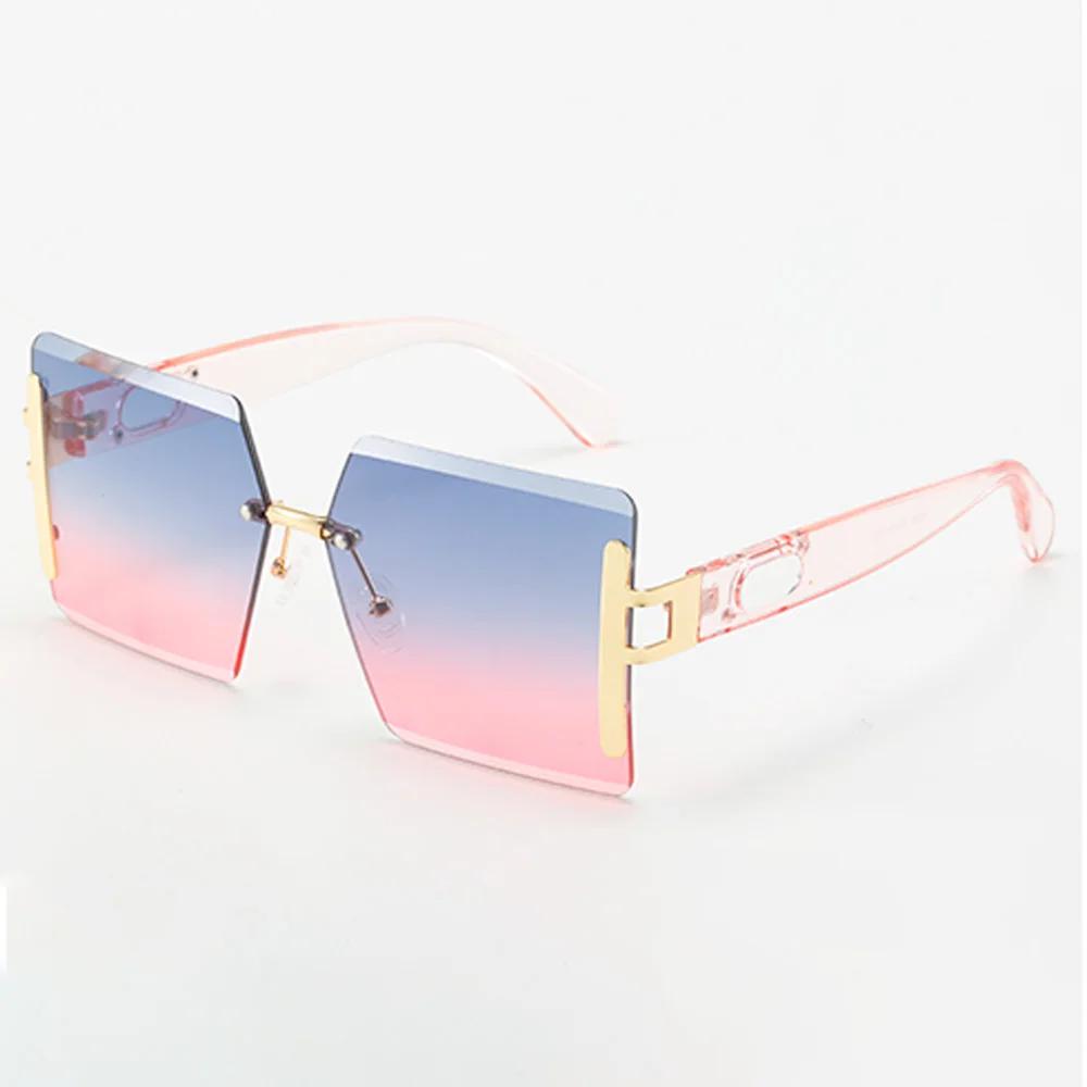 Rimless Sunglasses Big Sunglasses Men Square Shades Brand Designer Unisex Sun Glasses Black Lense Male Female Sunglasses Uv400