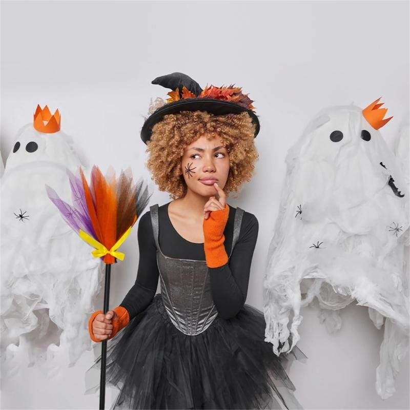 1PC Halloween Witch Broom Kids Plastic Cosplay Broom Props for Costume Party