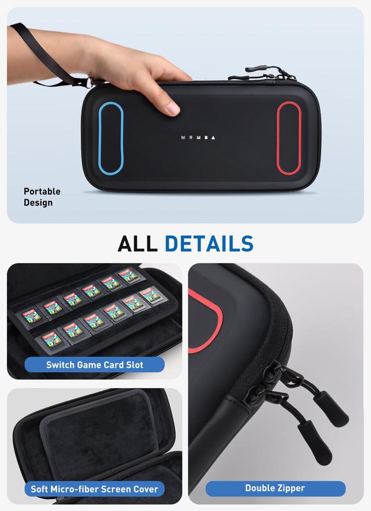 Mumba Storage Bag for Nintendo Switch 2 2025 with Can Store 12 Game Accessory Case for Switch Mini Waterproof, Dustproof, Shockproof, Straps, Carts,