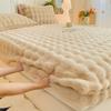 Однотонная плюшевая простыня, похожая на кролика, дизайн с глубоким карманом 30 см, полностью обернутый противоскользящий защитный чехол для матраса, толстый и теплый для осени и зимы