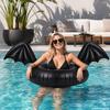 Inflatable Pool Float Creative Bat Wings Decor Black Thickened PVC Swim Ring
