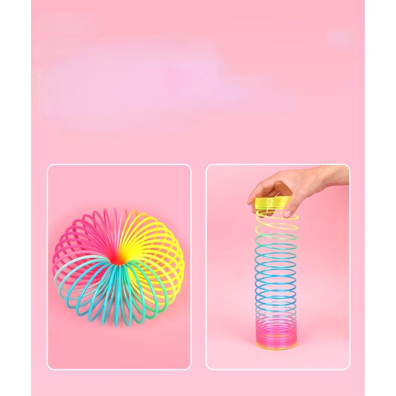 Large Rainbow Elastic Coil Spring Folding Magic Hula Coil
