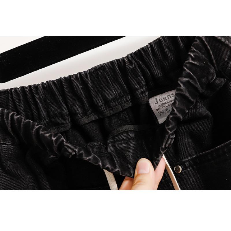 Dimanaf 2025 Осень Женские Джинсы Большого Размера Брюки Клеш Деним Женские Эластичные Базовые С Высокой Посадкой Оверсайз Модные Новые Брюки 5XL