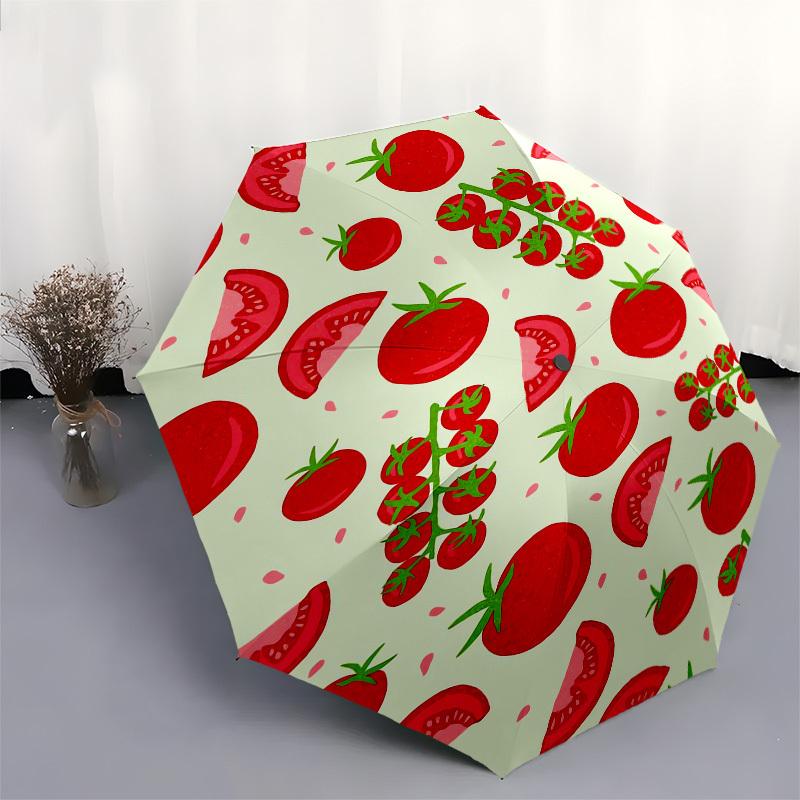 1pc Tomato Pattern Design Umbrella with Plastic Handle,Compact & Stylish,Cartoon Pattern,Outdoor UmbrellaPT314