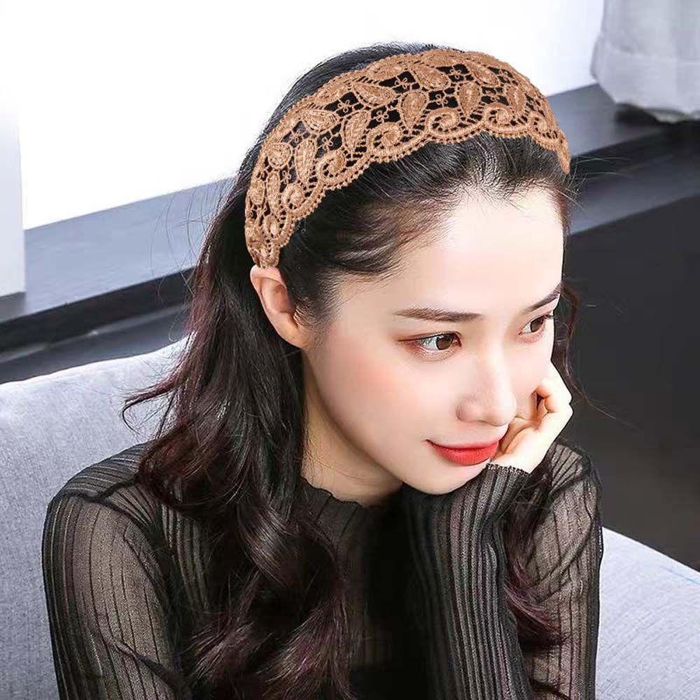 Sweet Wide Side Wash Face For Girls Flower Korean Head Wrap Lace Hairbands Women Hair Hoop Headband