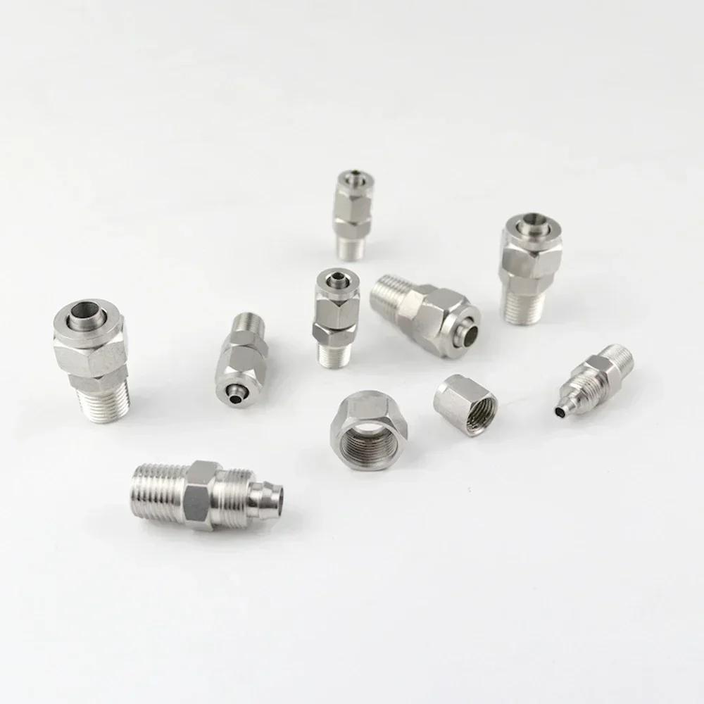 1/8" 1/4" 3/8" BSPT Наружная резьба x 6/8/10/12 мм Наружный диаметр ПУ Трубка Воздух Пневматический Быстроразъемное Соединение Быстрозажимное Шланг Нержавеющая сталь 304 Соединители Фитинг