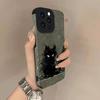 Черный кот Кожаная чехол-книжка для телефона из кожи ягненка Для iPhone 17 Pro Max Air 16 15 14 13 12 11 Pro Max Plus X XS MAX XR Жесткая задняя крышка