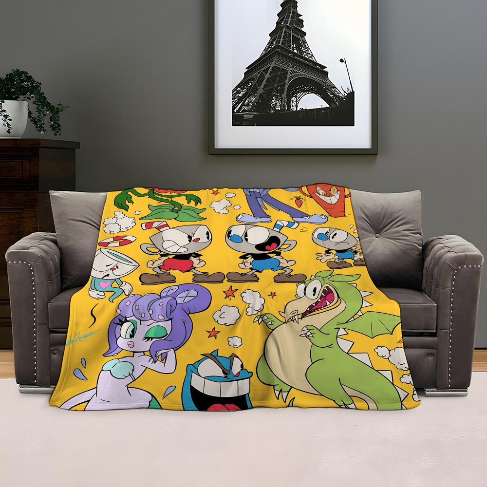 Classic Cute Game C-Cuphead Throw Kid-Friendly Flannel Throw Blanket Soft Warm Anti-Static Washable All Season