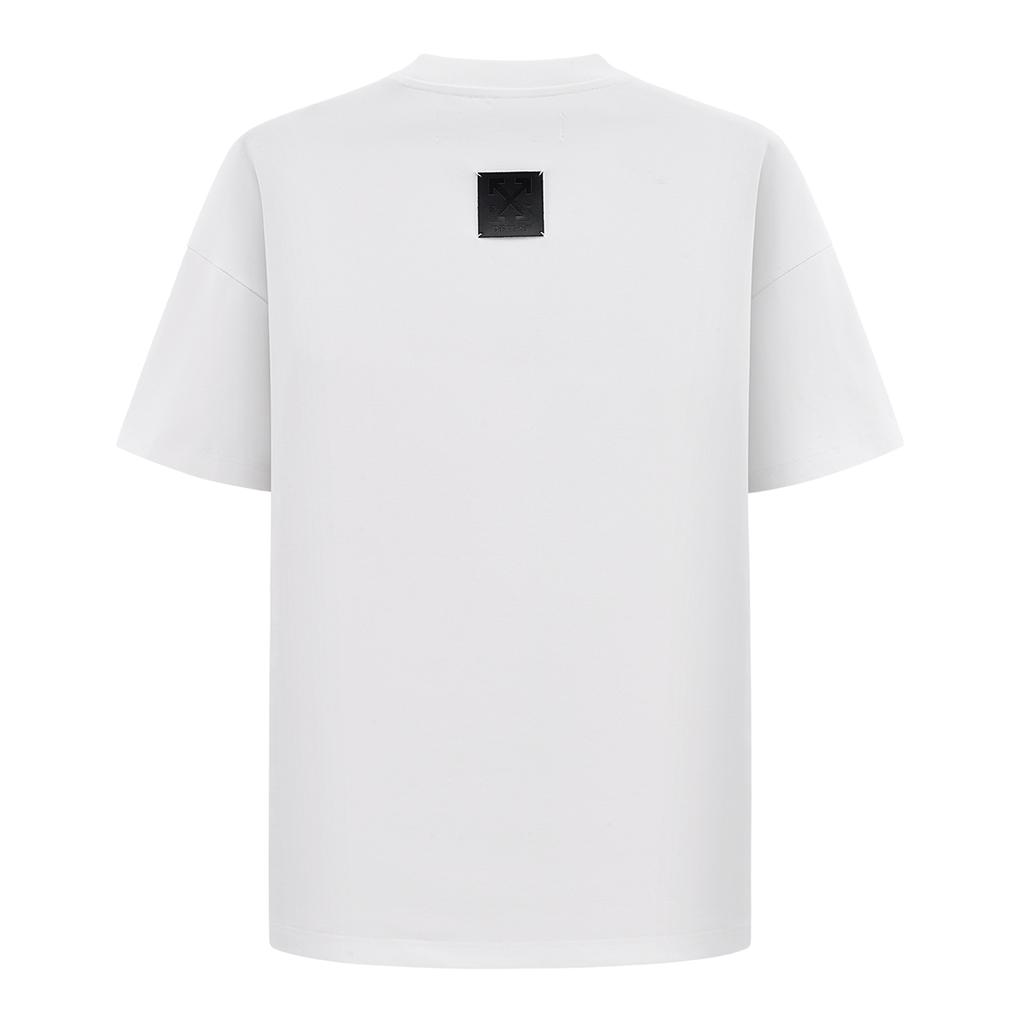 Short-sleeved T-shirt with Arrow Trendy Brand Letter Embroidery and Pearl Loose Fit