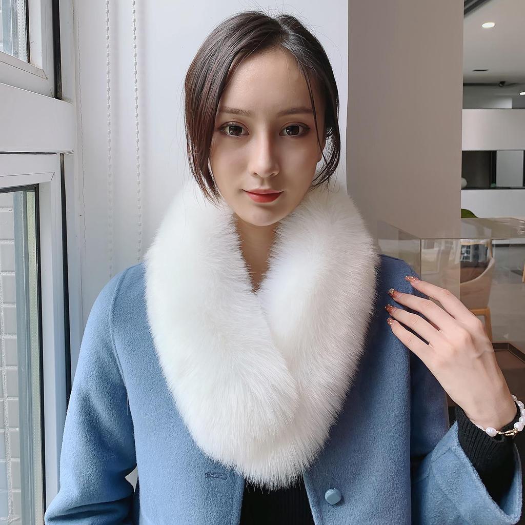 Женский теплый снуд-шарф из искусственного лисьего меха: Толстый галстучный воротник для осени и зимы