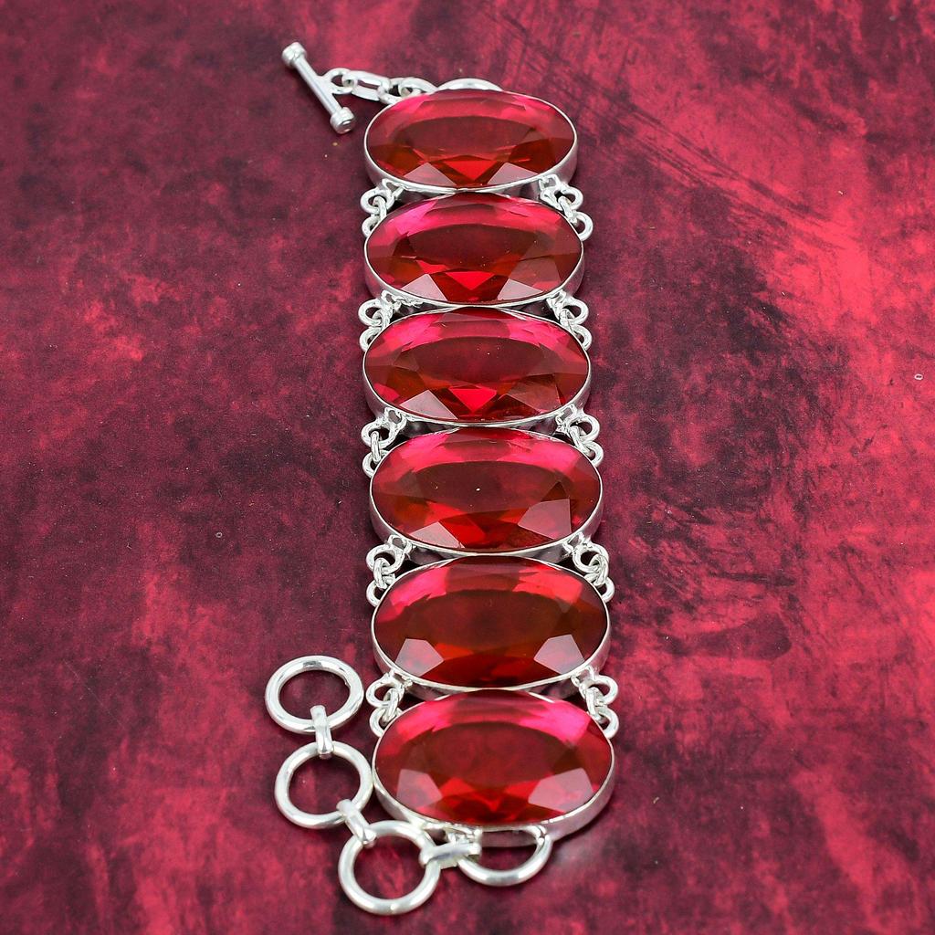 Браслет с граненым рубеллитом, ювелирные изделия из драгоценных камней, браслет из стерлингового серебра 925 пробы, регулируемый браслет-цепочка ручной работы, подарок для любовных украшений