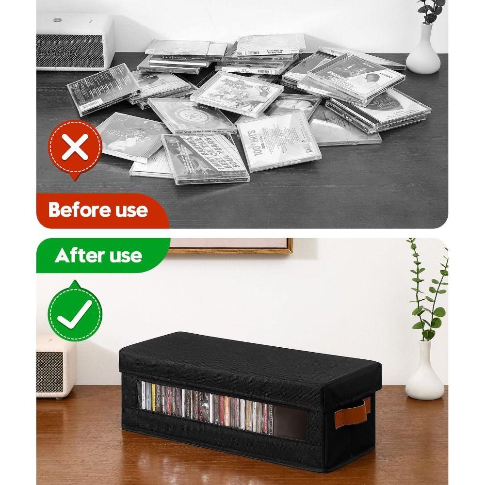 Visible Window Stackable CD Case with Handles CD Holder Premium CD Storage Box Audio Collection