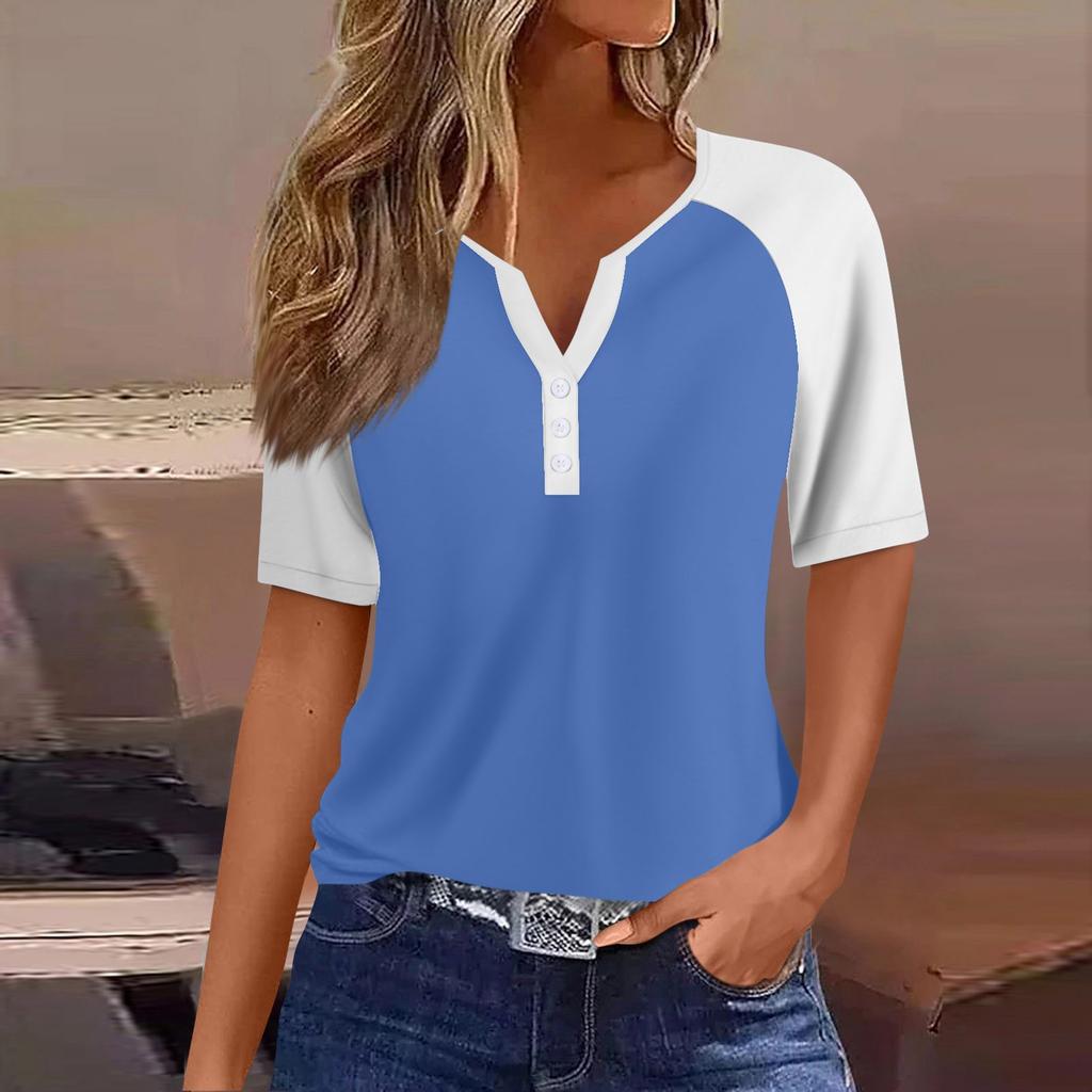 Women's T Shirt Tee Print Button Raglan Sleeve Daily Weekend Fashion Basic V Neck Regular Top