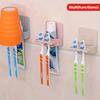 Self Adhesive Toothbrush Holder Wall Mounted No Drilling Toothpaste Razor Storage Rack Toothpaste Dispenser Bathroom Accessories