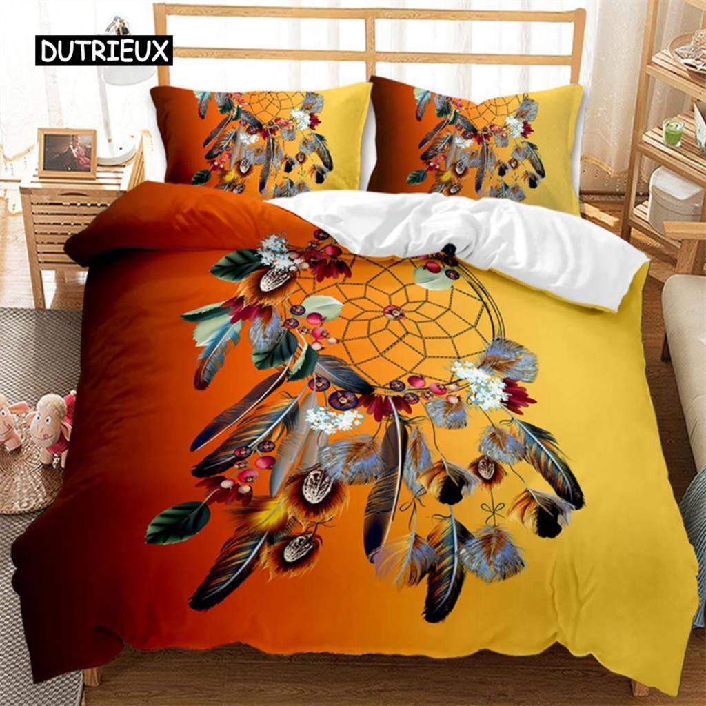 Пододеяльник Dreamcatcher Bohemia Mandala Floral Feather Комплект постельного белья King Single для детей и взрослых Микрофибра Starry Sky Пододеяльник