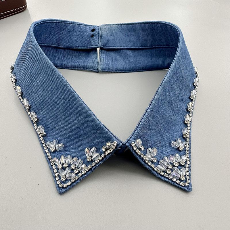 Beading Fake Collar Women Elegant Diamond Detachable Collars for Woman False Shawl Shoulder Wrap Lapel False Collars Woman Tie