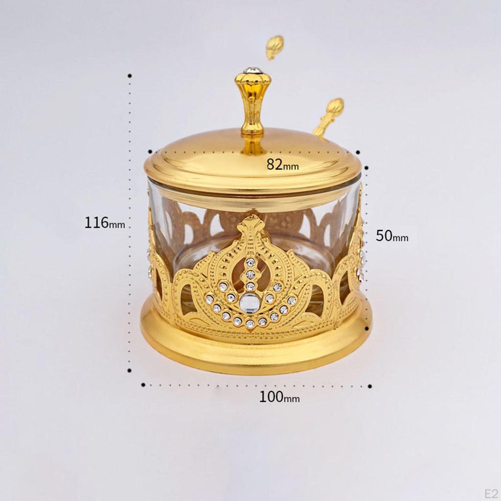 Condiment Containers Jar (Gold Color) Modern Tea Canister Small Sugar Bowl European Spice
