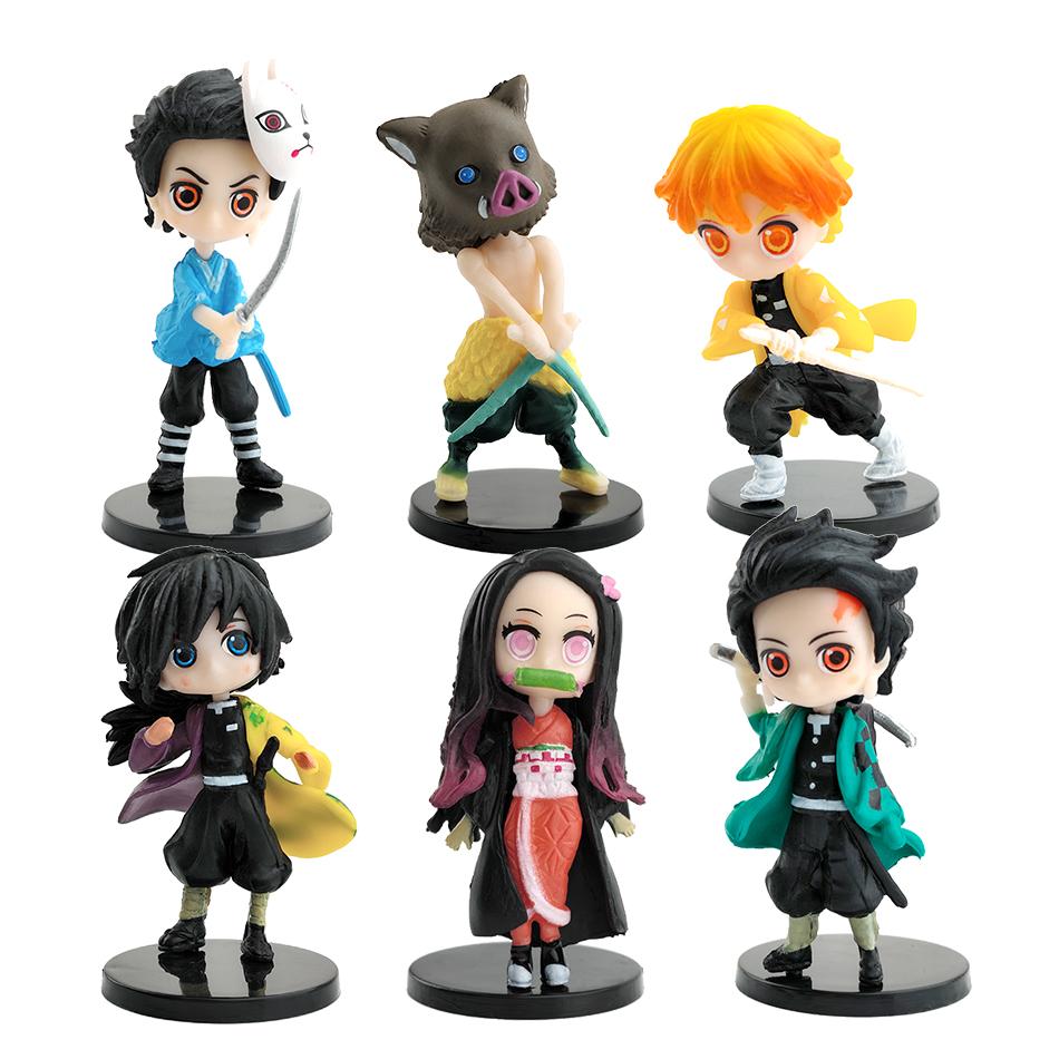 Q Posket Figure Demon Slayer Mini Figurine 5Pcs 10Pcs 12Pcs 15Pcs Sets Kimetsu No Yaiba Small PVC Dolls Desktop Decora