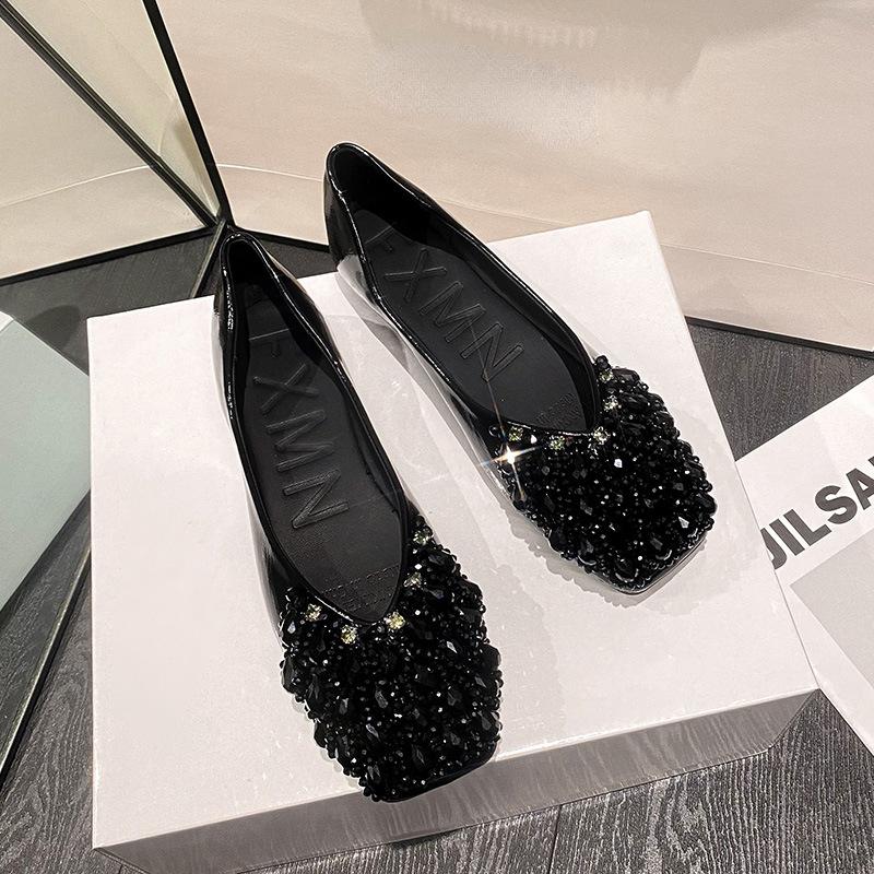 2024 Новые свадебные туфли для беременных женщин, кристальные туфли на плоской подошве, удобные туфли-двойки на низком каблуке, летние размеры 35-46