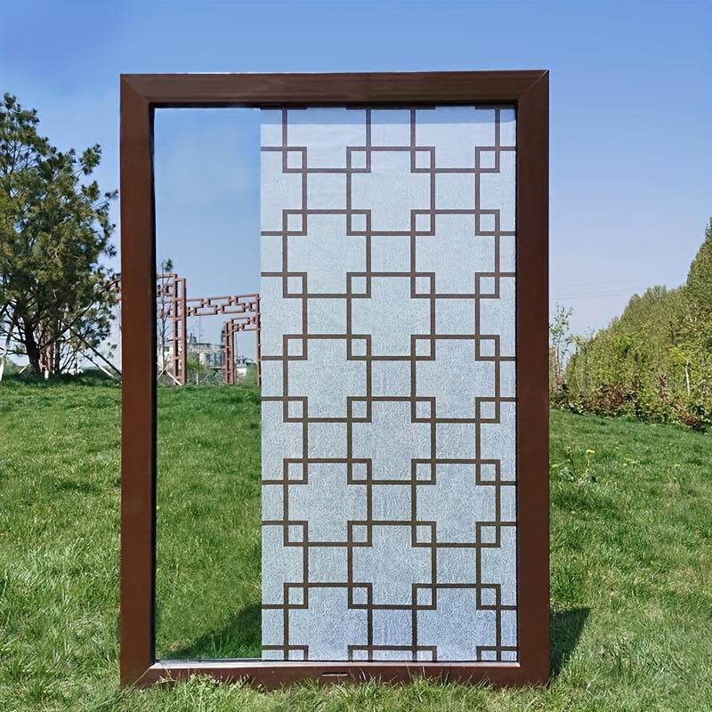 1 рулон с клеем, коричневая клетчатая наклейка на окно, непрозрачная, специальная пленка для дверей и окон, наклейка на стекло, ванная комната, офис, кухня, окно