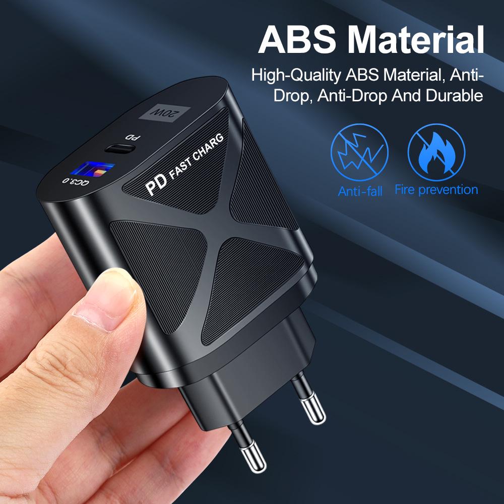 USB-адаптер для путешествий 5В/9В/12В с PD20W и QC3.0 Быстрая зарядка - Стандарт США/ЕС/Великобритании