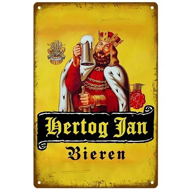 Винтажная металлическая жестяная вывеска с тематикой пива Hertog Jan La Chouffe Ретро Декор на стену от бельгийской пивоварни для бара паба мужской комнаты Рустик Железо P