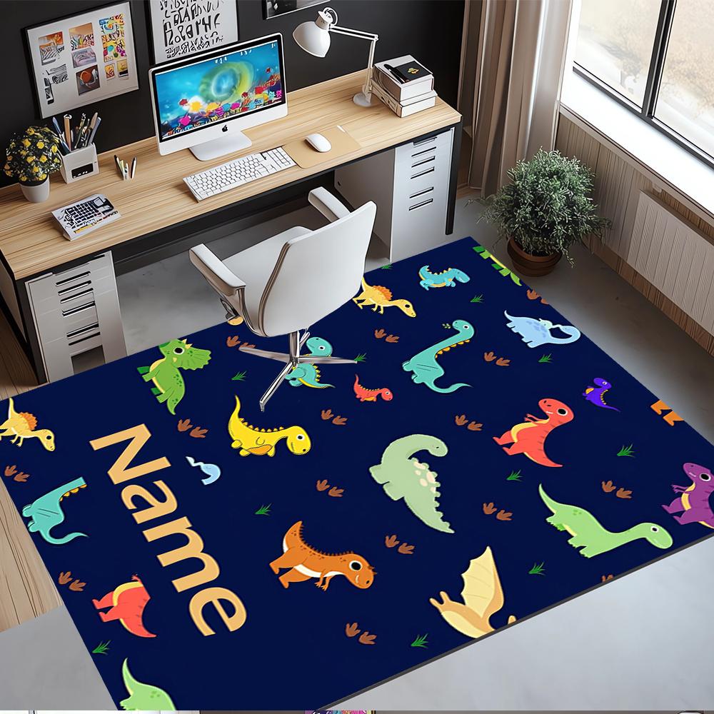Custom Name Dinosaur Printed Carpet,Rug for Office Chair Living Room Bedroom Kitchen Room Decor Gifts.