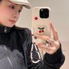 Love Embroidered Cherry Suitable for IPhone16promax Apple 14 Phone Case 13/12 Women 15/11 Soft