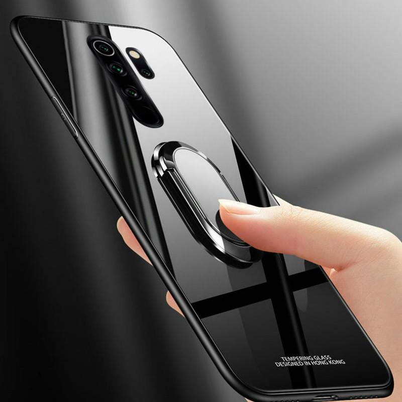 Для Xiaomi Redmi Note 8 10 Pro чехол из твердого закаленного стекла с кольцом и магнитом-держателем чехол для телефона для Redmi Note 8A 9 Pro 10 Lite с мягкой рамкой противоударная задняя крышка