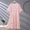 Spot new women's cotton silk spring, summer and autumn thin loose cake nightgown simple and comfortable loungewear