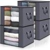 Clothes Storage Bag, Blanket Storage Bag, Foldable Non-woven Closet Organizer, Gray