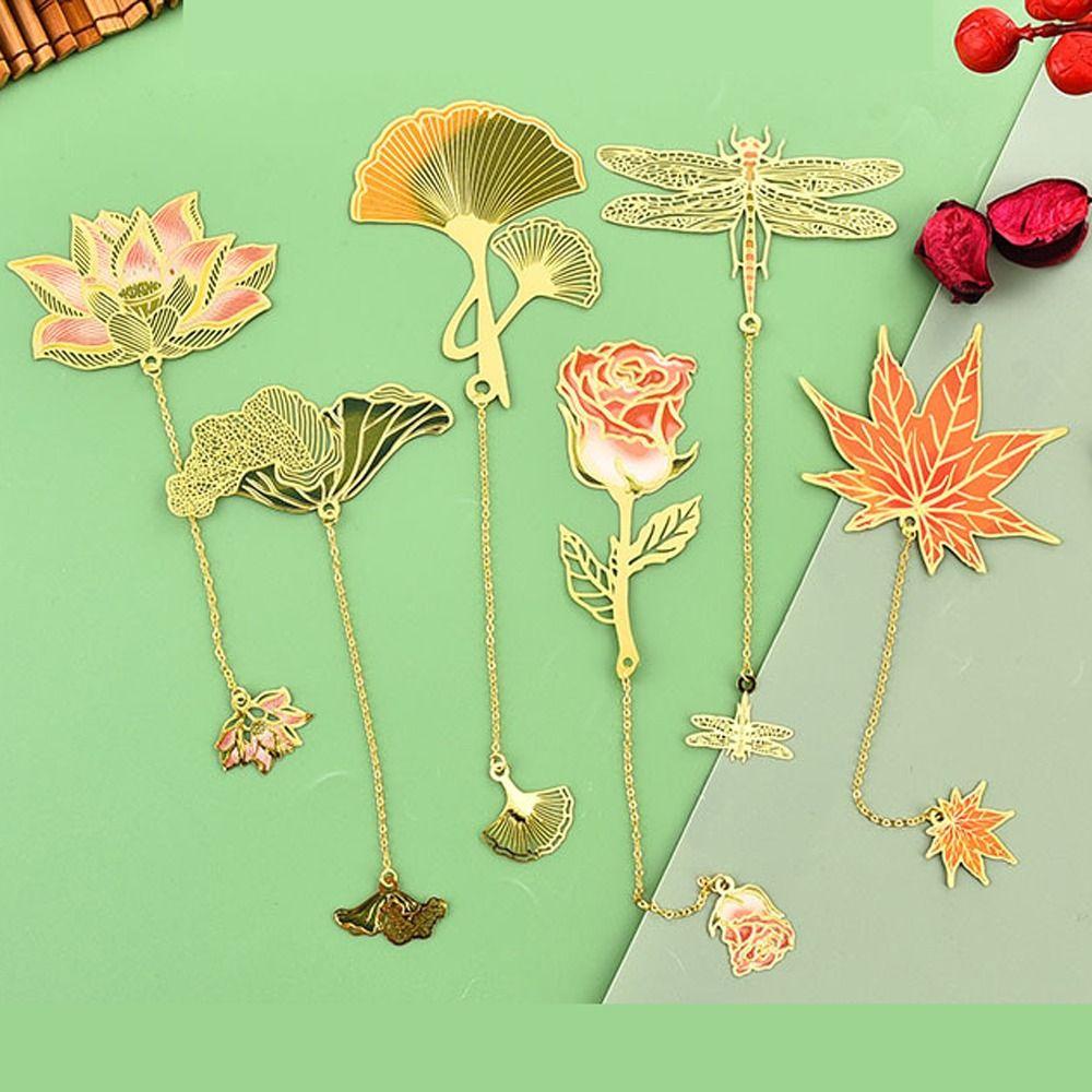 Металлическая закладка-подвеска Лист лотоса Роза Закладка Новогодний подарок Закладка Лист лотоса Маркер страницы