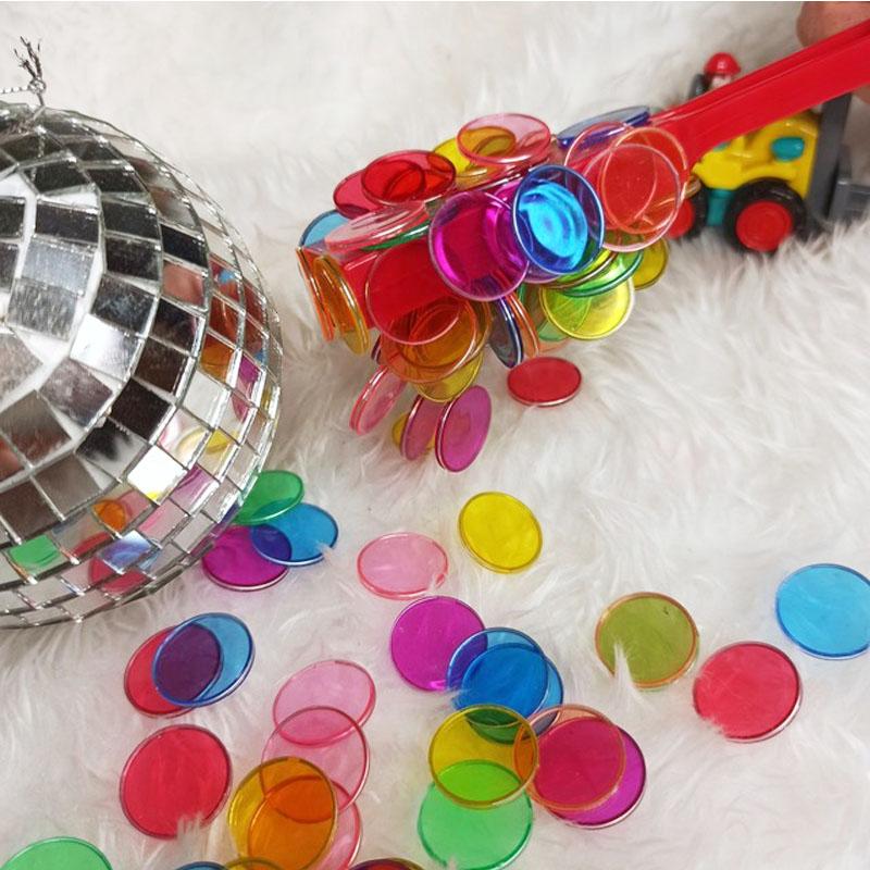 100Pcs Montessori Color Cognitive Math Learning Education Toys For Children Magnetic Stick With Plastic Coin Classroom Supplies