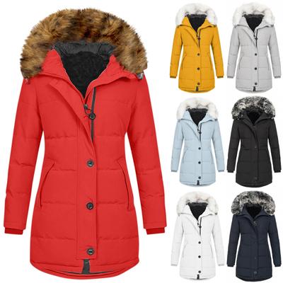 Женская модная повседневная однотонная утолщенная теплая пуховая куртка с длинными рукавами и карманами, топ