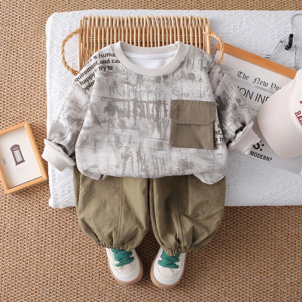 Детский повседневный комплект с длинным рукавом, удобные наряды для повседневной носки