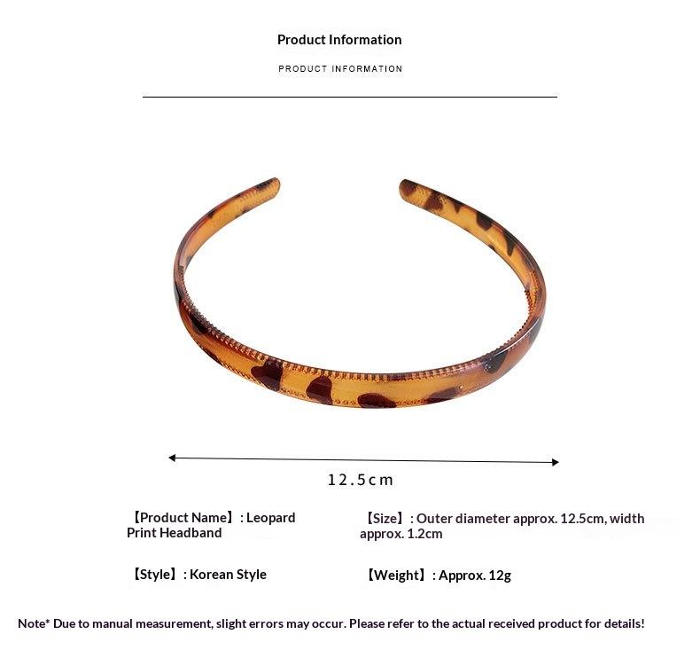 Elegant Leopard Print Resin Retro Women's High-grade Pressure Sensitive Non-slip Thin Edge Summer Toothed Hair Headband