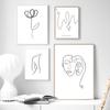 Скандинавский рисунок линий, холст, настенная художественная печать, картина, абстрактный цветок, домашний декор, женский постер, минималистичный декоративный рисунок, современный