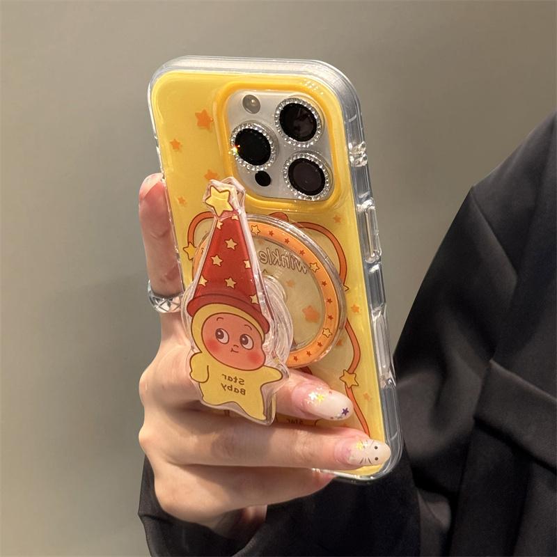 Забавный Милый Звездный Детский Магнитный Чехол для Телефона для iPhone 16 Pro 14 15 Pro Max Чехол с Подставкой Ударопрочные Защитные Чехлы с Мультяшным Рисунком