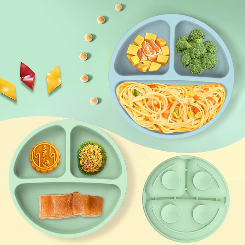 Baby Silicone Plate with Four Suction Cups - Divided Feeding Bowl for Toddlers